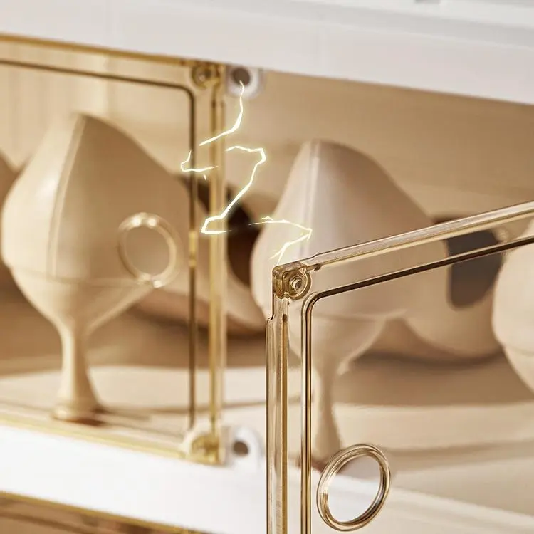 9 tier Ultimate Foldable Shoe Organizer – Fits 18 Pairs Space-Saving Stackable Cabinet Rack Clear Door Plastics Stackable - Image 3